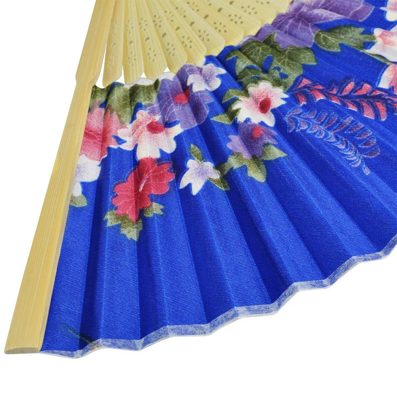 Miayon 8Pcs Floral Folding Hand Fan - Japanese Vintage Retro Style With Wooden Ribs for Dancing, Wedding, Party Decor (Random Color, Chinese Style) - Image 3